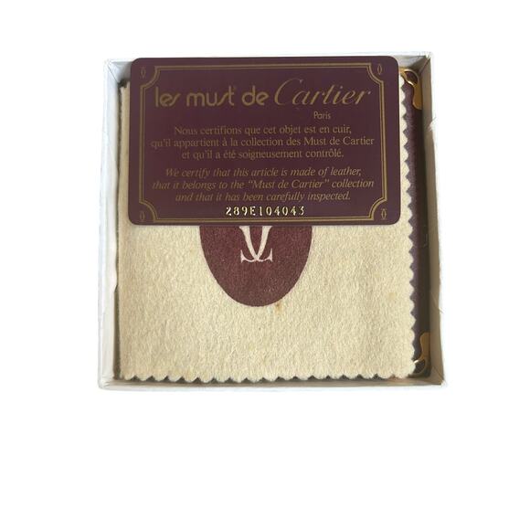 Authentic Vintage CARTIER Burgundy Leather Bifold Mens Wallet W/COA and Box - Picture 4 of 16